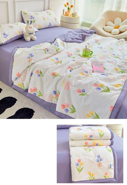 1pc Thin Duvet for Summer Quilt Single/Double/Queen Size Comforter Printed Blanket Home Soft Bedspread edredones (No Pillowcase).