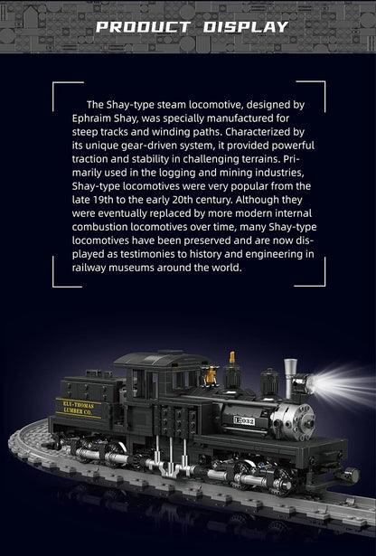 Mould King 12032 Technical Train Toys The RC&RC Shay-Type Steam Locomotive Building Block Assembly Car Brick Kids Christmas Gift.
