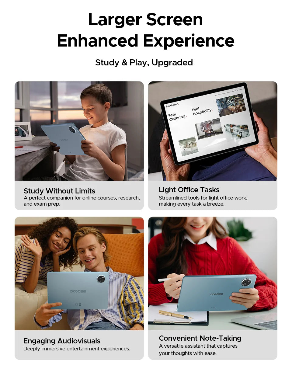 Doogee Tab A9 Pro+ Tablet Pc 11-Inch Android 15 30Gb Ram(6+24) 128Gb Rom 8580Mah Battery Widevine L1 Support Tablet Dual Speakers.