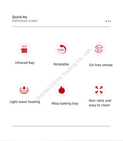 Household 220v 1390w Bbq Oven Indoor Electric Baking Tray Home Smoke-free Non-stick Barbecue Machine Automatically Rotating Baki.