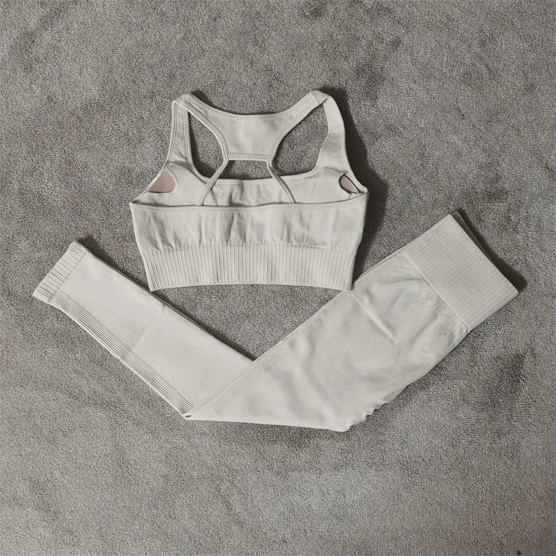 Fitness Yoga Set Seamless Sport Women's Sportswear High Waist Leggings Workout Outfits Two Piece Shorts Sets Womens Gym Clothing.