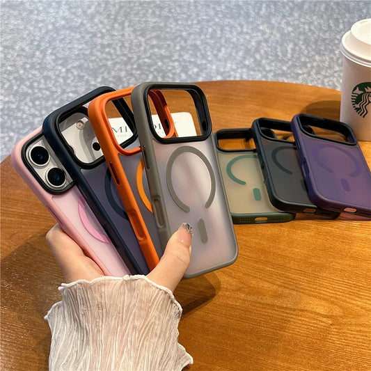 Matte Magsafe Case For iPhone 17 Air 17Pro 17Pro Max Translucent Wireless Charge Magnetic Hard Cover for iphone 16Pro 16Pro Max.