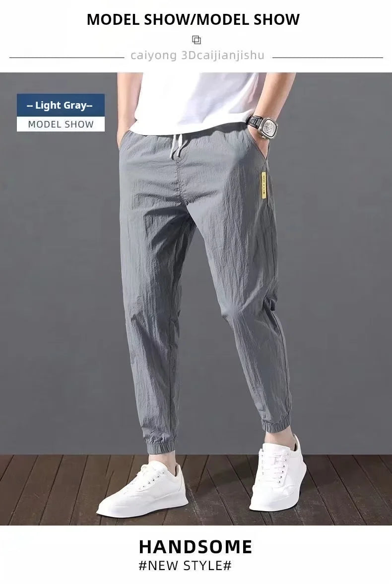 Sommer neue Mode Trend lose große dünne Eis Seide atmungsaktive koreanische Sport lässig neun Punkt Hosen 90er Jahre Vintage-Kleidung.