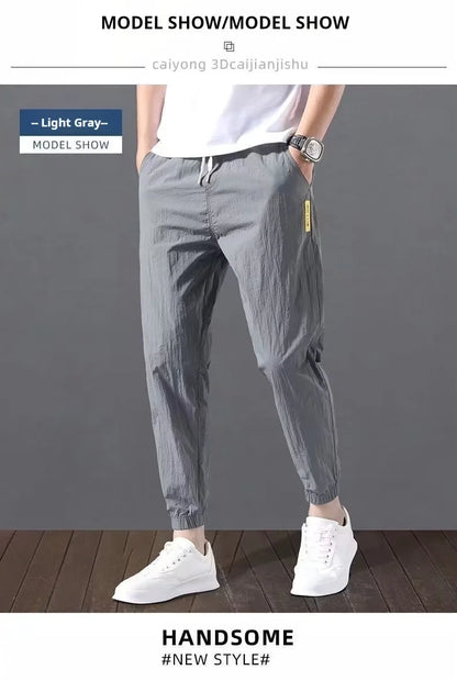 Sommer neue Mode Trend lose große dünne Eis Seide atmungsaktive koreanische Sport lässig neun Punkt Hosen 90er Jahre Vintage-Kleidung.