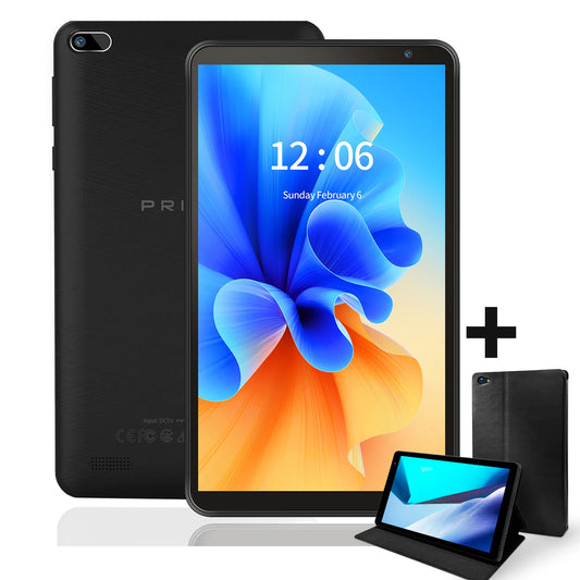 PRITOM 7 Inch Tablet PC 32 GB Android 11 with Quad Core Processor HD IPS Display Dual Camera WiFi with PU Protective Case.