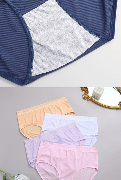 5Pcs Sexy Ice Silk Briefs Large Size Underwear 0XL-4XL Panty Women's Seamless Underwears 8 Solid Color Breathable Underpants.