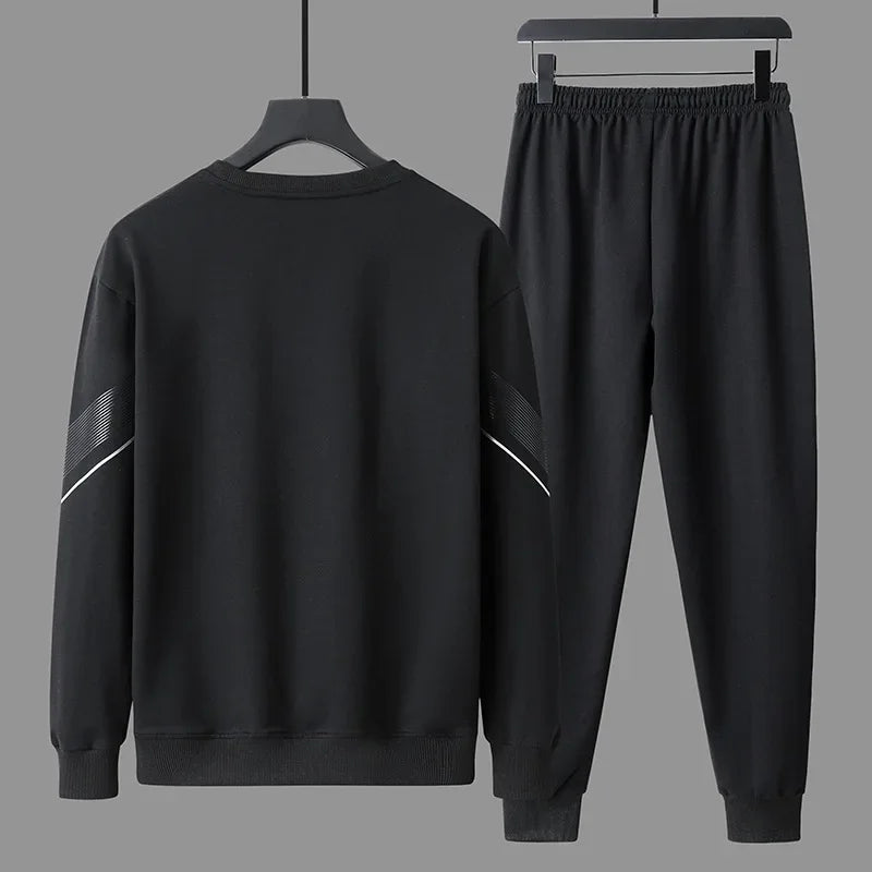 Spring Autumn Men's Casual Sports Suit Round Neck Sweatshirt Long Sleeves Pants One Whole Set Clothing Fashion.