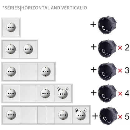 80 mm Typ Rahmen Steckdose 1/2-Wege-Wandknopfschalter USB Typ-C-Anschlüsse Steckdose EU-Standard für Deutschland DIY Teil freie Kombination.