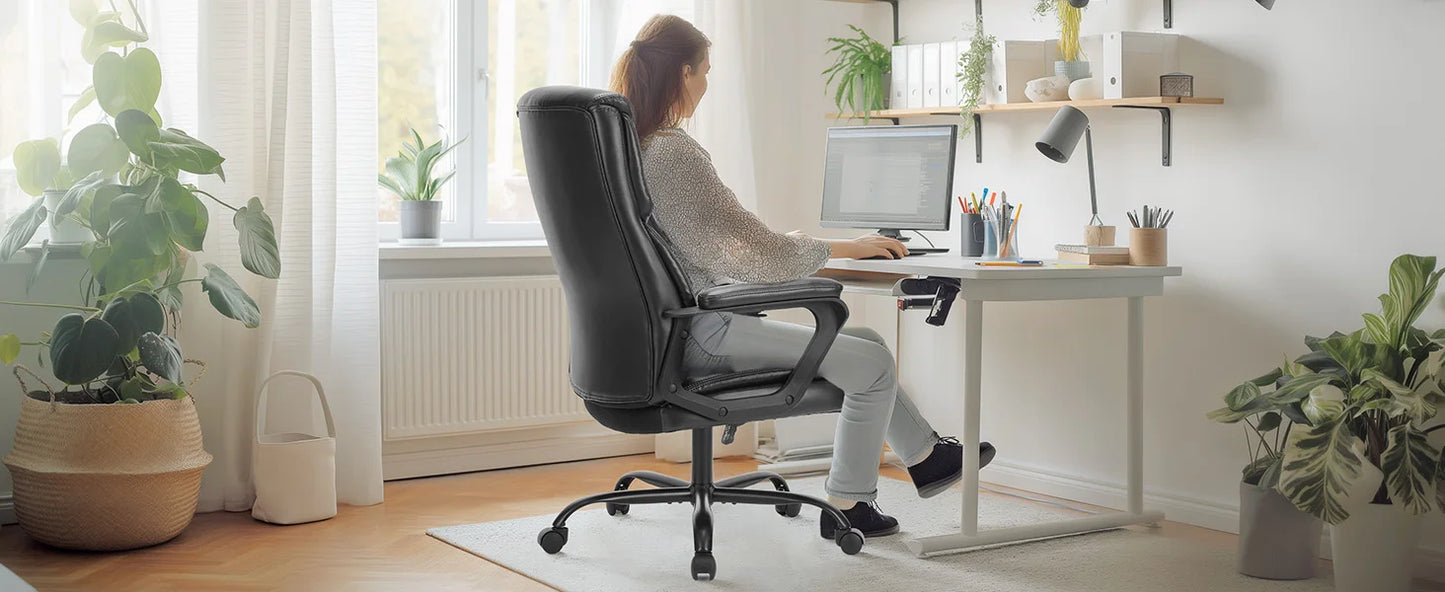 JHK Ergonomischer PU-Leder gepolsterter Armlehnen-Wohnzimmer-Schaukel-Gaming-Stuhl, drehbares Rad mit Lordosenstütze, Gaming-Stühle