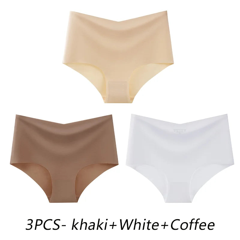 3PCS SET High Waist Panties Ice Silk Seamless Panty for Women Plus Size Sexy Comfortable Breathable Underwear S-3XL.