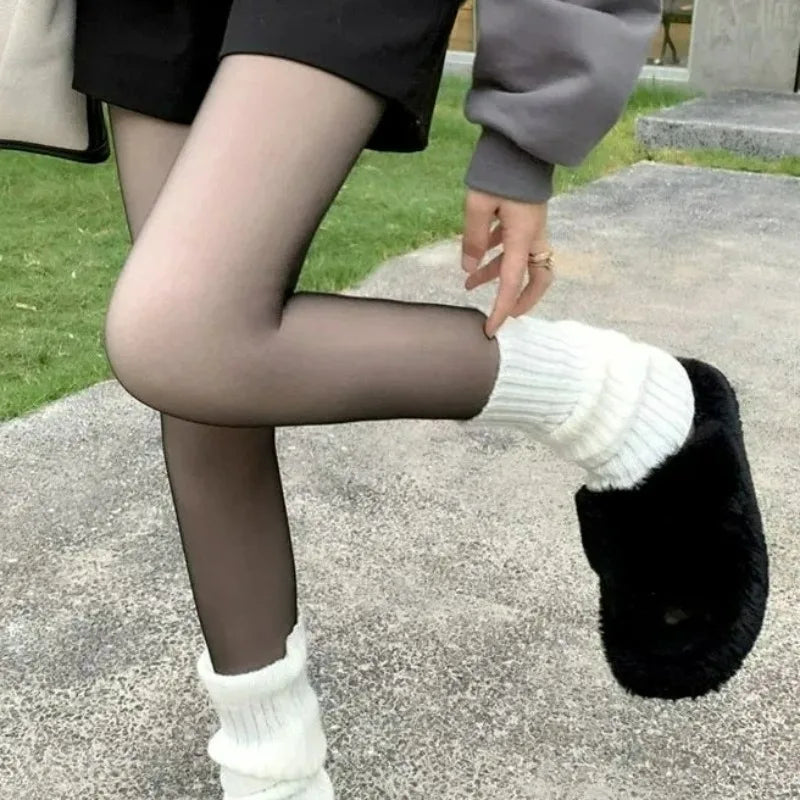 New Women‘s Thermal Leggings Winter Warm Sexy Elastic Translucent Pantyhose Female Fleece Thermal High Waist Thicken Tight Pants