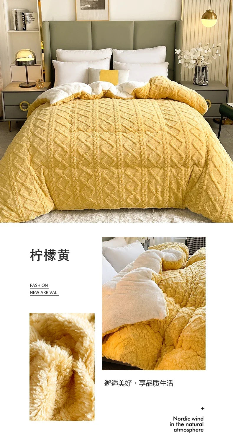High End Thickened Winter Warm Blankets for Beds Artificial Lamb Cashmere Weighted Blanket Thicker Warmth Duvet Quilt Comforter