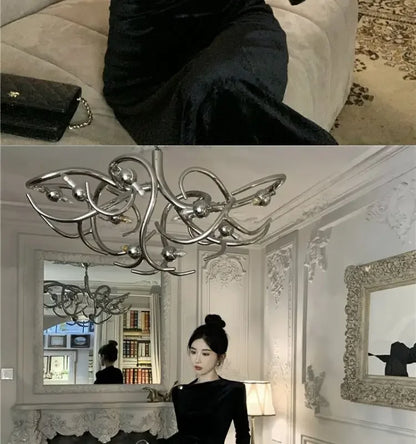 Internet Celebrity High-End-Samtkleid Leichtes, temperamentvolles, hoch tailliertes, schlankes, burgunderrotes Fischschwanzkleid.