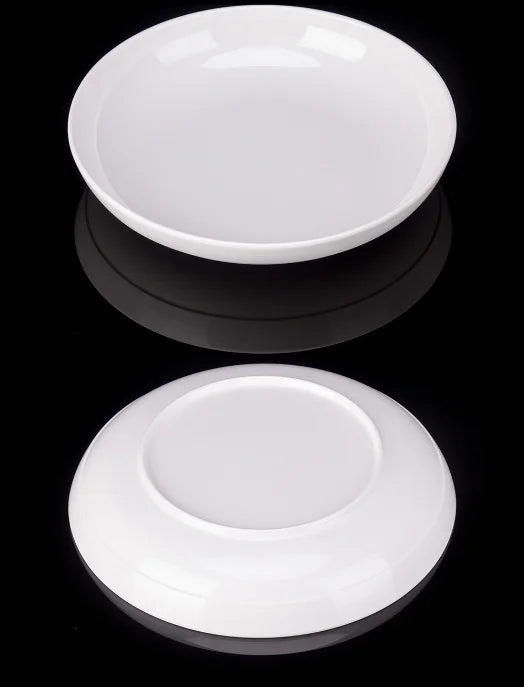 Deep Round Melamine Dinner Plates White Hotel Serving Tray Table Dishes Imitation Porcelain Dishes to Eat Kitchen Dining Sets.