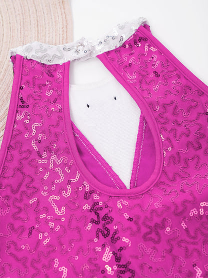 Kind Mädchen Ärmellose Glänzende Pailletten Quaste Boyshorts Kleid Latin Jazz Dance Cha-cha Samba Bühne Leistung Kostüm Dancewear.