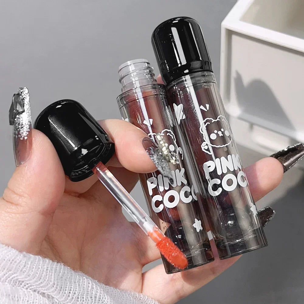 Dark Black Mirror Water Lip Gloss Moisturizing Juice Glass Tea Brown Red Lipsticks Lasting Non-stick Cup Korean Makeup Cosmetics.