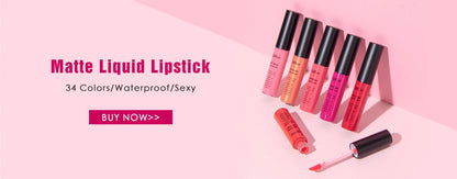 QIBEST Matte Liquid Lipstick Waterproof Long Lasting Lip Gloss Velvet Mate Nude Red Tint Tube Lipsticks Lipgloss Makeup Cosmetic.