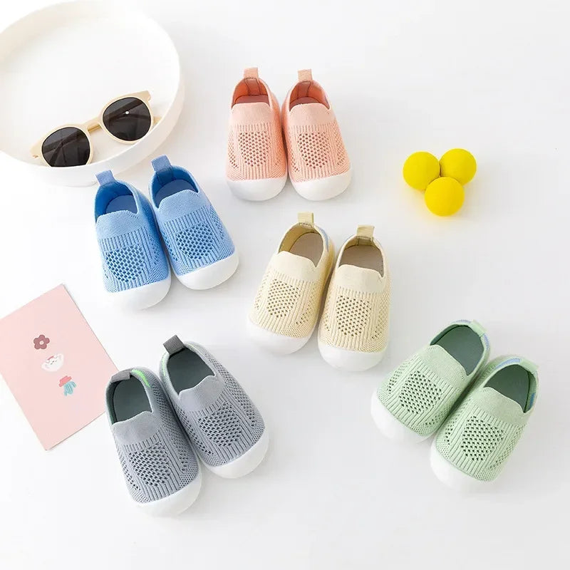 Spring Popular New Baby Shoes Mesh Knit Breathable Kid Girls Boys 0-3T Summer Slip-On Casual Sneakers Toddler Non-Skid Prewalker.