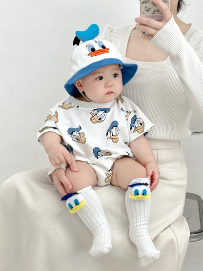 Donald Duck Bodys Einteiler Babykleidung 0-2 Jahre alt Cartoon-Stil Loose Wrap Ass Krabbelanzug K594-1
