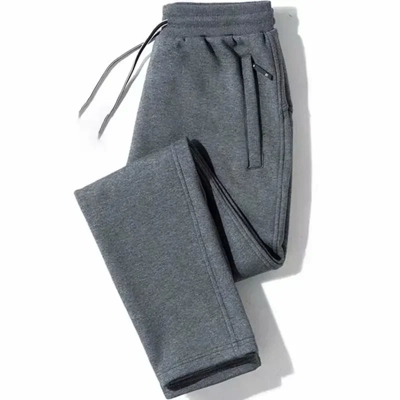 Men's Loose-Fit Fleece-Lined Long Casual Pants Autumn/Winter 2024 Spring/Autumn Korean Style Straight-Leg Pants For Youth.