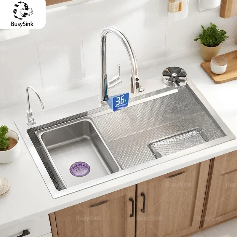 Corrosion Resistant Stainless Steel Household 316L Food Grade Kitchen Sink Large Single Slot Dish and Vegetable Wash Basin