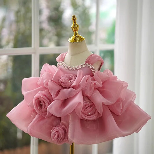 High-End-Bankett-Baby-Geburtstagspartykleid für Mädchen, formelles erstes Jahr, Weihnachtskostüm, Blumenjunge, Hochzeit, flauschiges Prinzessinnenkleid.
