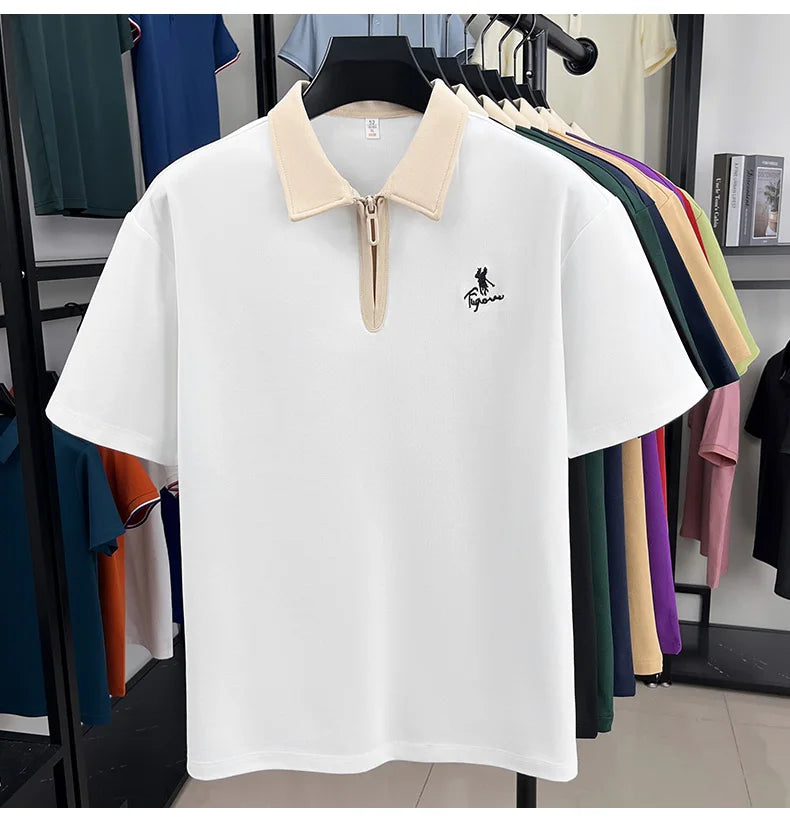 Designer brand fashion short sleeve polo shirt men luxury pony embroidery breathable summer color blocked high-end Paul T-shirt