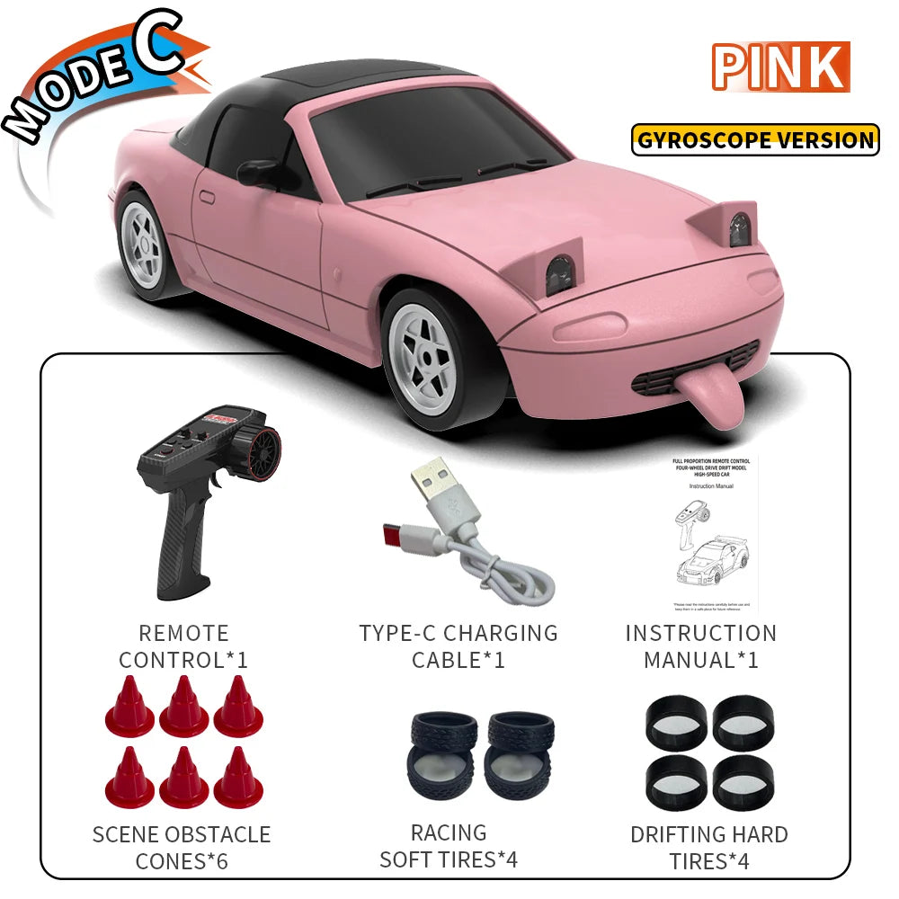 1:43 2.4G 4WD RC Drift Car with Gyroscope Fullly Proportion Remote Control Car JJRC C8827 Mini Racing Car Model Boy Toy Gift