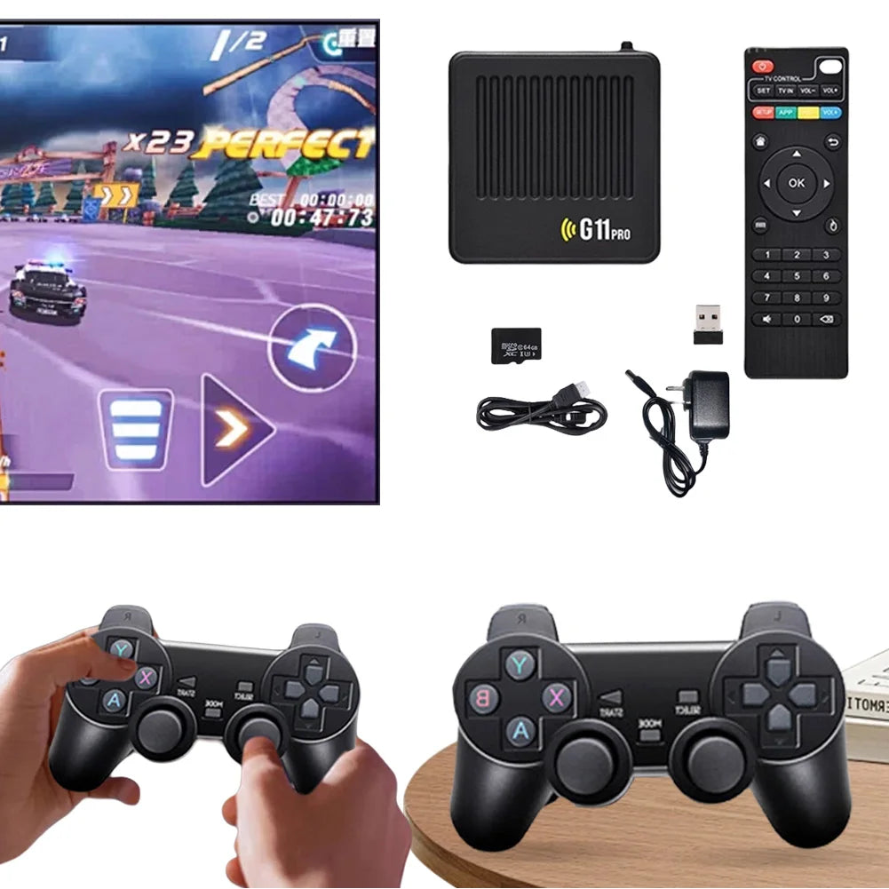 G11 Pro Retro Game Box 10000+ Built-in Classic Games HD Video Console Support Wireless Controllers for Retro Gaming Enthusiasts.