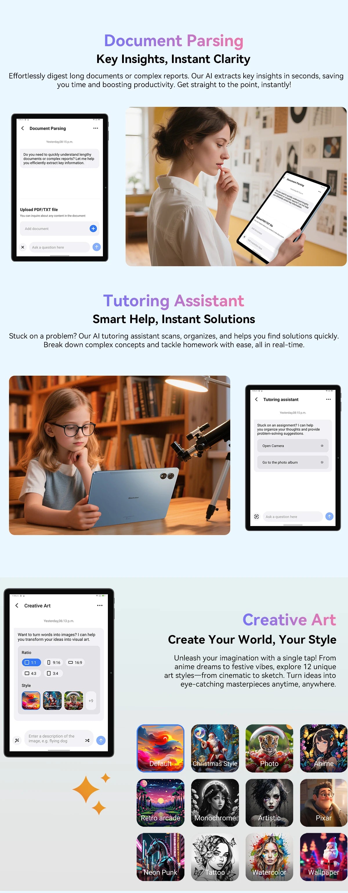 Blackview MEGA 3 Tablet PC  SET, 12.1" 2.5K FHD+ Display, Android 15 Pad MTK G100 Octa core, 36(12+24)GB RAM, 256GB ROM, 8800mAh.
