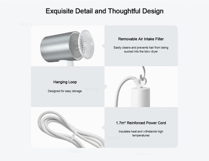 XIAOMI MIJIA H500 Water Ion Hair Dryer,Professional Negative Ionic Blow Hair Dryer,3 Temp & 2 Speed,220V CN Version With Adapter