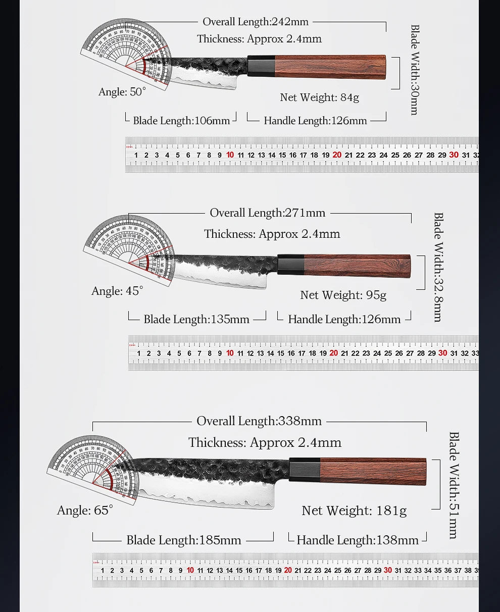 HEZHEN 1PC-5PC Kitchen Knife Set Chef Utility Stainless Steel 3 Layers Composite Steel Santoku Nakiri Kitchen Accessories.