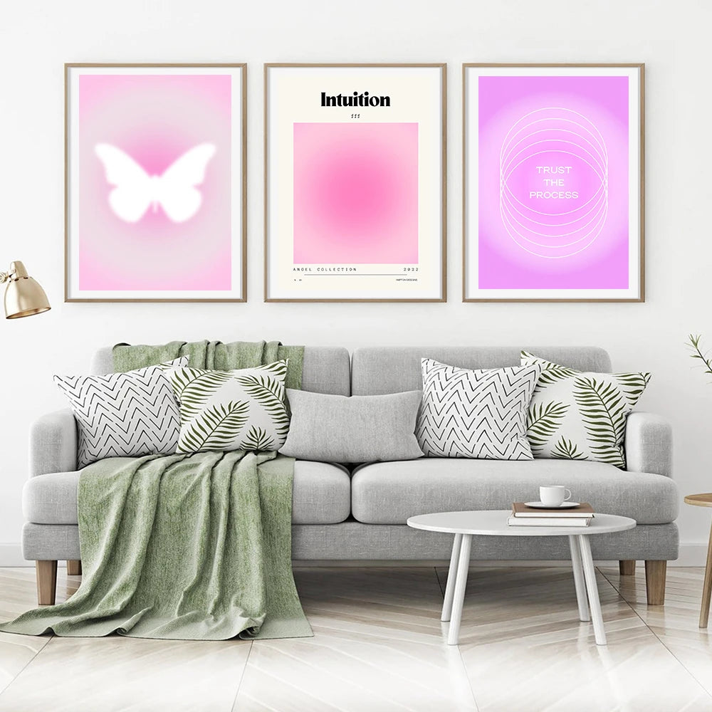 Pink Gradient Aura Spiritual Affirmation Wall Art Canvas Painting Nordic Posters And Prints Wall Pictures For Living Room Decor.
