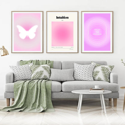 Pink Gradient Aura Spiritual Affirmation Wall Art Canvas Painting Nordic Posters And Prints Wall Pictures For Living Room Decor.