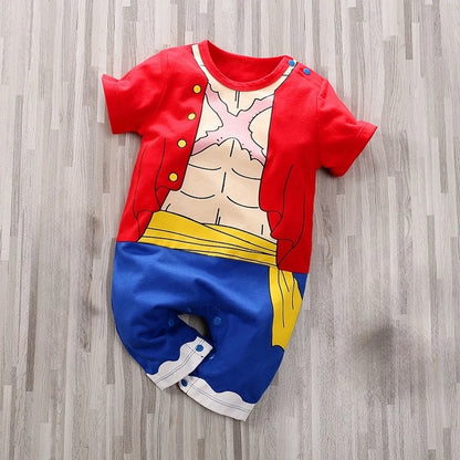 Baby-Sommerkleidung, kurzärmelig, für Jungen und Mädchen, Baumwolle, zum Tragen im Cartoon-Stil, bequem und atmungsaktiv.