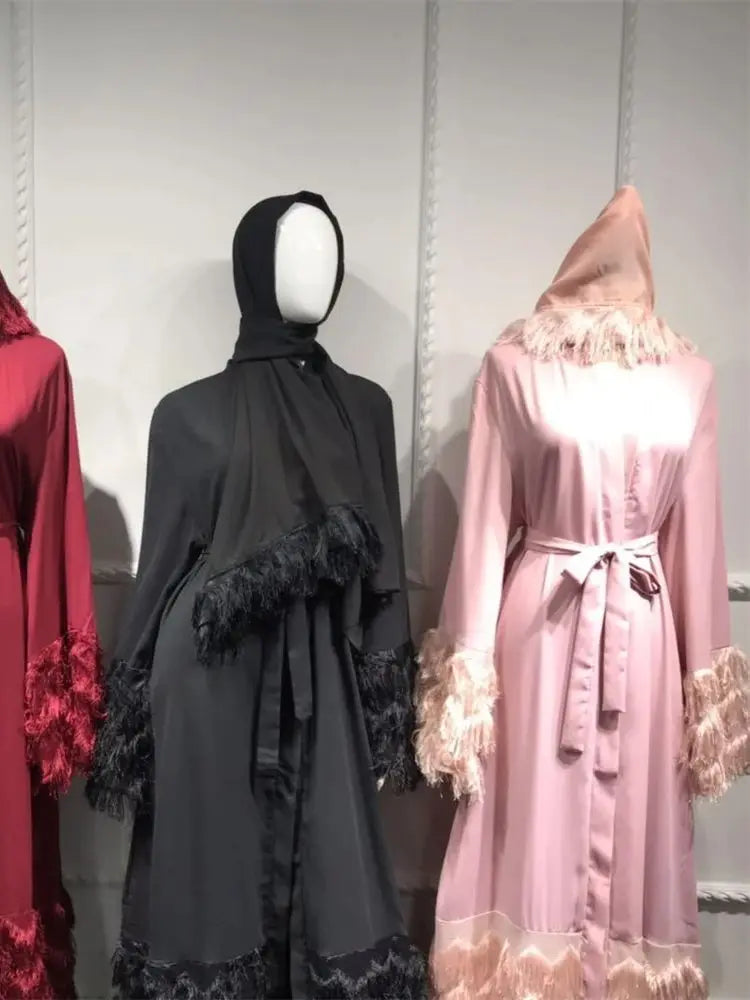 Ramadan Eid Pink Khimar Kimono Abaya Damen Dubai Luxury Islam Muslim Women Kebaya Kaftan Robe Musulmane Caftan Marocain Femme.