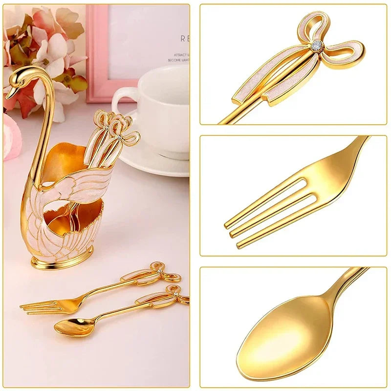 Swan-Shaped Cutlery Holder, Elegant Spoon and Fork Base, Luxury Tableware Storage, Stylish Kitchen Decor and Organizer for Home.
