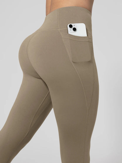 Nahtlose Damen-Leggings mit Taschen, einfarbig, hohe Taille, Po-Lifting-Strumpfhose, schlanke elastische Leggings, Sportbekleidung | H&D Shop