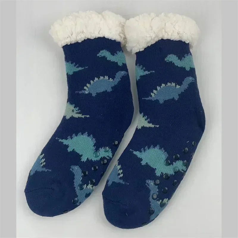 Fuzzy Fluffy Sock Women Winter Christmas Gift Warm Plush Non slip Home Sleeping Soft Female Floor Thermal Slipper Sock Snowflake