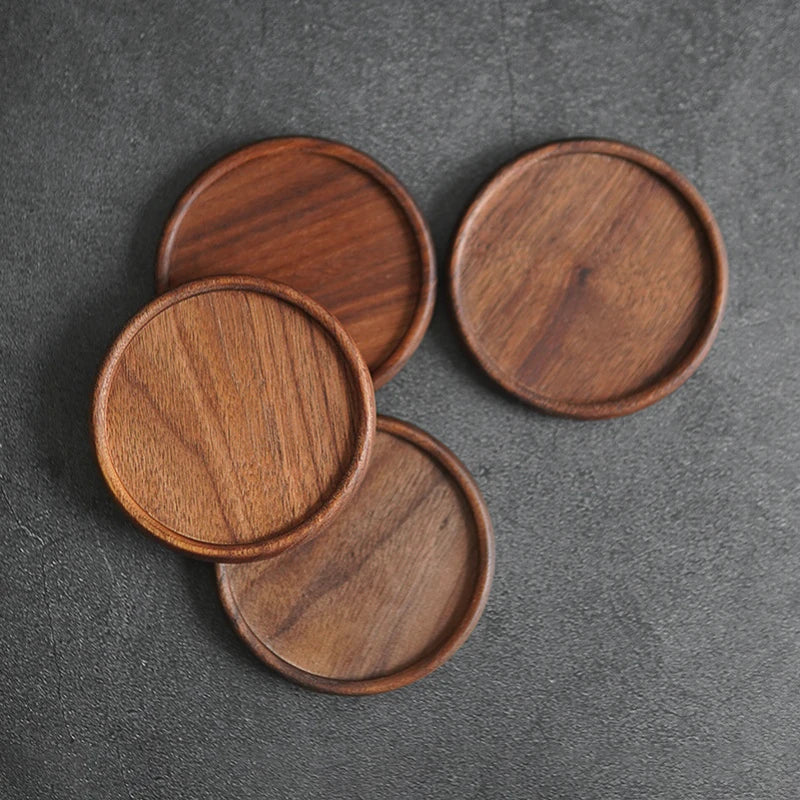 TIME OWNER Tea Coffee Cup Pad Placemats Decor Walnut Beech Wood Coasters Durable Heat Resistant Square Drink Mat Bowl Teapot.