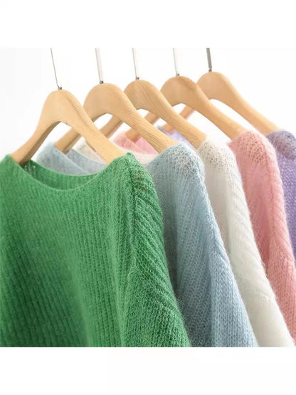 Elegante durchsichtige Frauen Pullover Pullover lose Jumper Herbst Winter weiche warme Frauen Strickwaren Pullover grundlegende solide Kaschmir Tops.