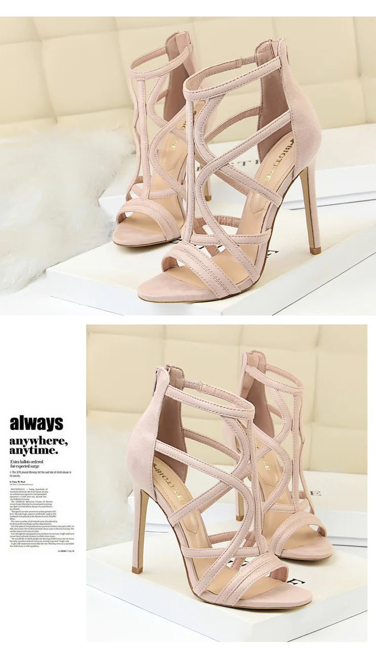 BIGTREE Shoes Roman Style High Heels Woman Pumps Stiletto Heels 11 Cm Women Heels Sexy Party Shoes Hollow Out Women Sandals 2025