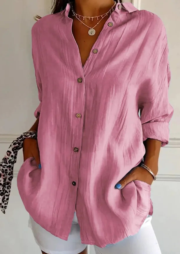 Shirt Women's Lapel Long Sleeve Solid Color Casual Single Breasted New Fashion Brown Black White Shirt Tops Blouses for Female.