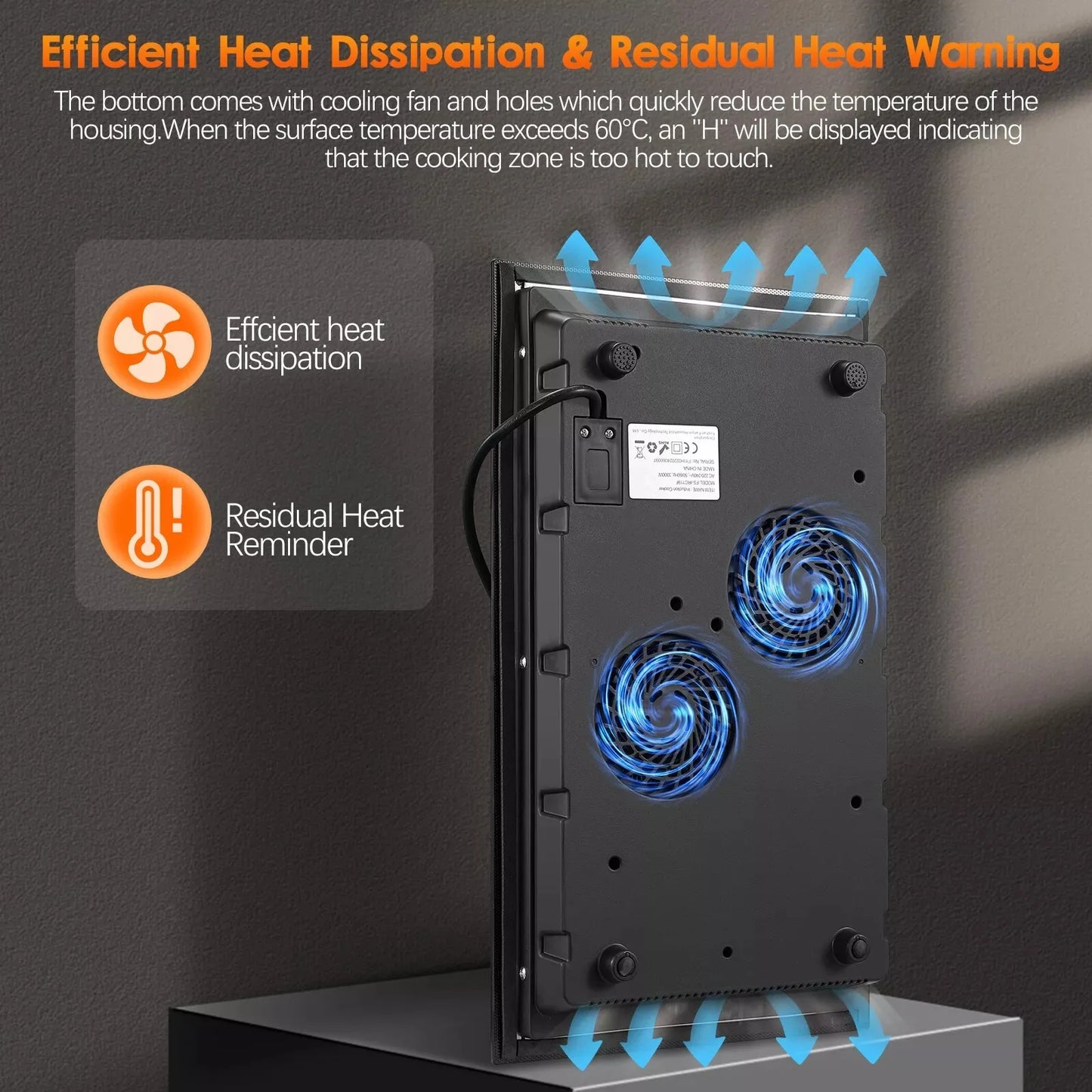 KICHPOWER 30cm 2 plates 1-99 Min Timer Touch Control 3300W Induction Hob.