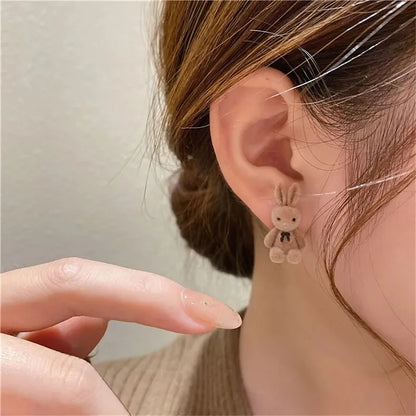 2023 New Fashion Cute Animal Stud Earrings Women Cartoon Small Black Cat Bear Shark Dinosaur Earring Ear Stud Girl Funny Jewelry.