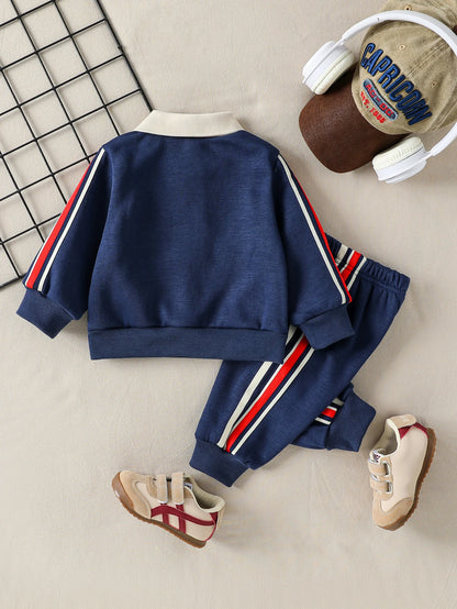 2Pcs 2025 New Style Autumn Winter Baby Boys Long Sleeve Sweatshirt &Pant Casual Sports Suit Western Fashion Clothes Set For 1-3Y.
