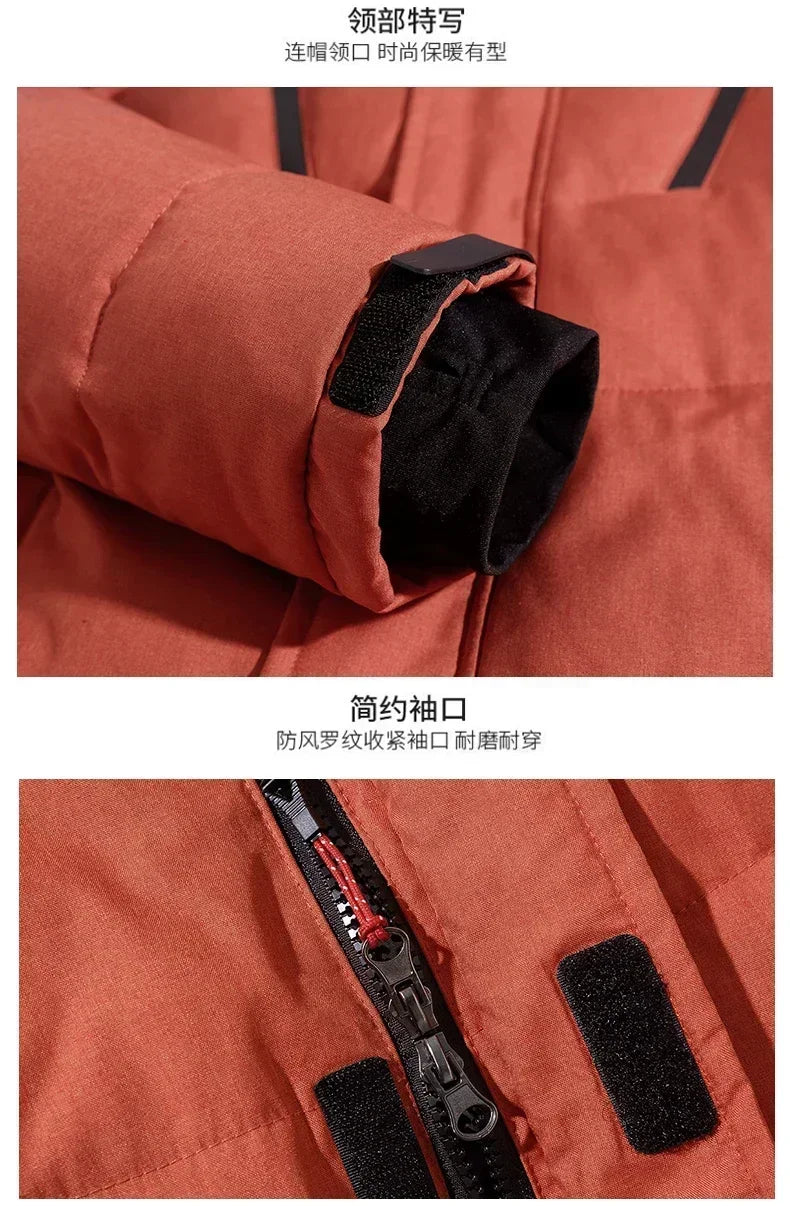 Men White Duck Down Parkas -20 Degree Winter Jacket Men's Thick Warm Snow Parkas Overcoat Windbreaker Hooded Parkas Coat Hombre