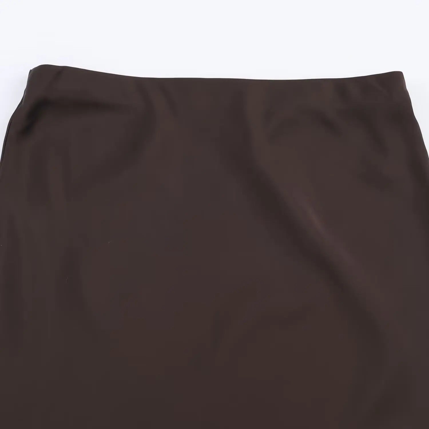 KONDALA Women Elegant Luxury Satin Lace Brown Black Skirt Long Straight Skirt 2025 New Spring Autumn Fashion Party Mujer Skirt.