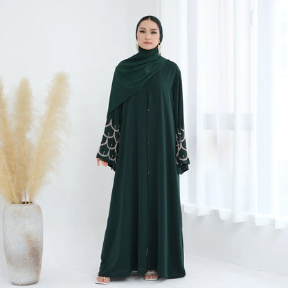 2025 Middle Eastern Islam Outfit for Muslim Women Luxury Dubai Modest Abaya Dress Eid Arabic Cardigan Plain Turkey Kaftan Robe