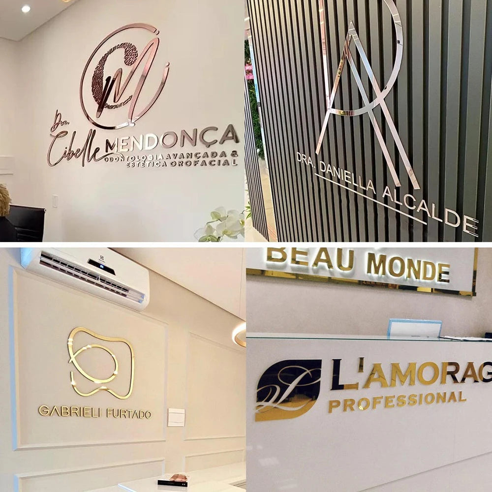 Personalized Large Business Sign Wall Mounted Acrylic 3D Logo Sign Custom Wall Art Beauty Salon Shop Bar Decor Home Decorations.